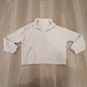 Aerie Off White Waffle Long Sleeve Quarter Zip Size L